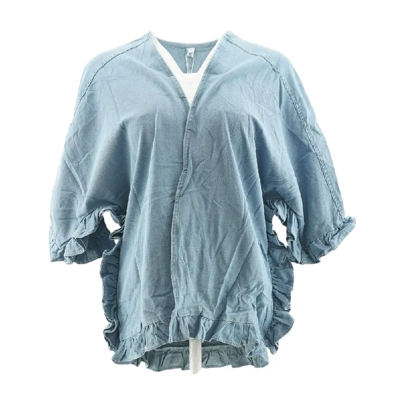 Blue Solid Cardigan Sweater Oversized Loose Flowy