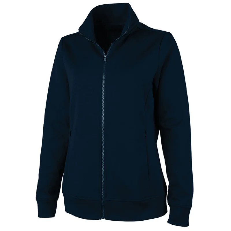 Charles River Women's Navy Seaport Full Zip Performance Jacket Wool Fabric Cashmere Fabric Tweed Fabric
