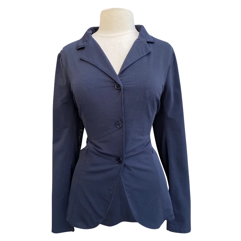 FITS Mesh Show Coat in Navy - Women's Small Lapel Coat Peter Pan Collar Coat Cowl Neck Coat