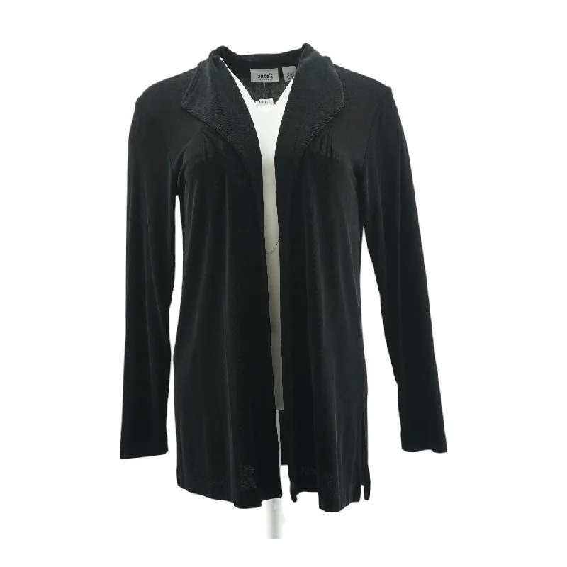 Black Solid Cardigan Sweater Fitted Loose Oversized