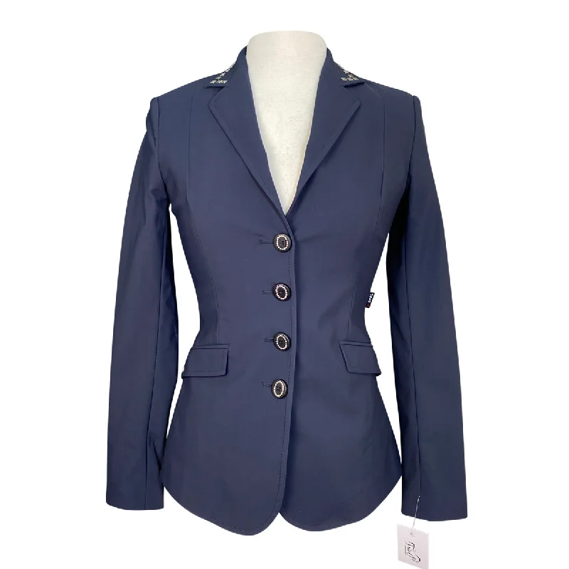 Equiline 'GAIT' Studded X-Cool Show Coat in Navy - Women's IT 40 (US 6) Suede Faux Fur Shearling
