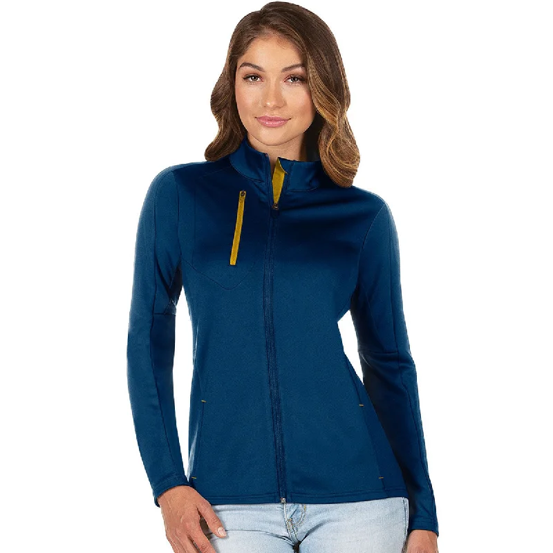 Antigua Women's Navy/Gold Generations Full Zip Up Jacket Chenille Jacket Brocade Jacket Lace Jacket
