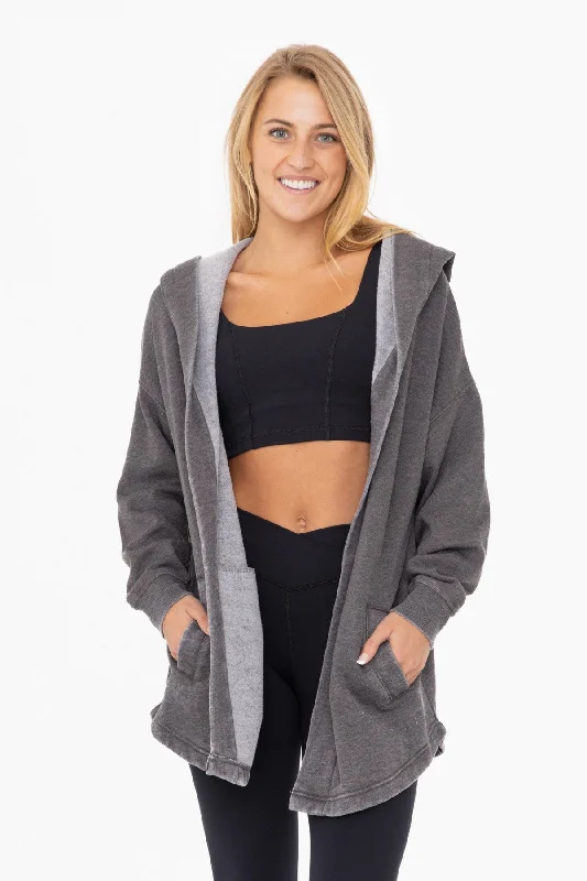 Jocilyn Fleece Hooded Cardigan Plaid Cardigan Polka Dot Checkered