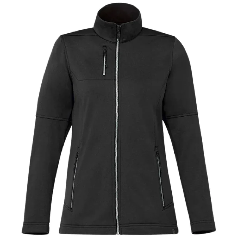 Elevate Women's Black Joris Eco Softshell Jacket Wool Fabric Cashmere Fabric Tweed Fabric