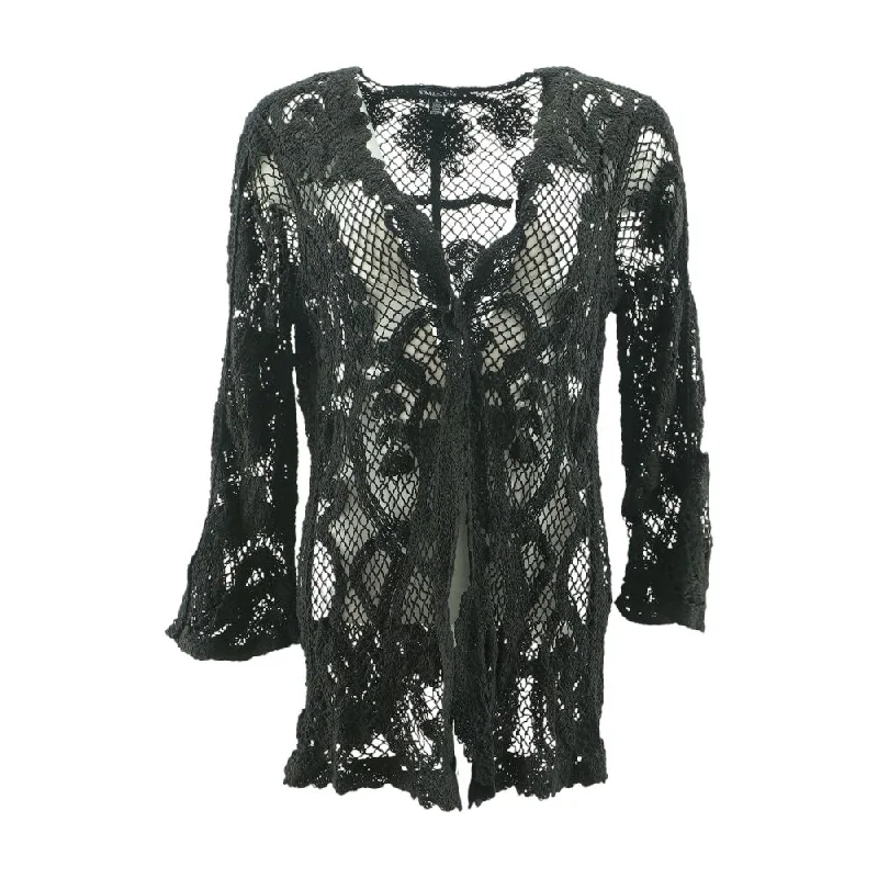 Black Solid Cardigan Sweater Modern Contemporary chic