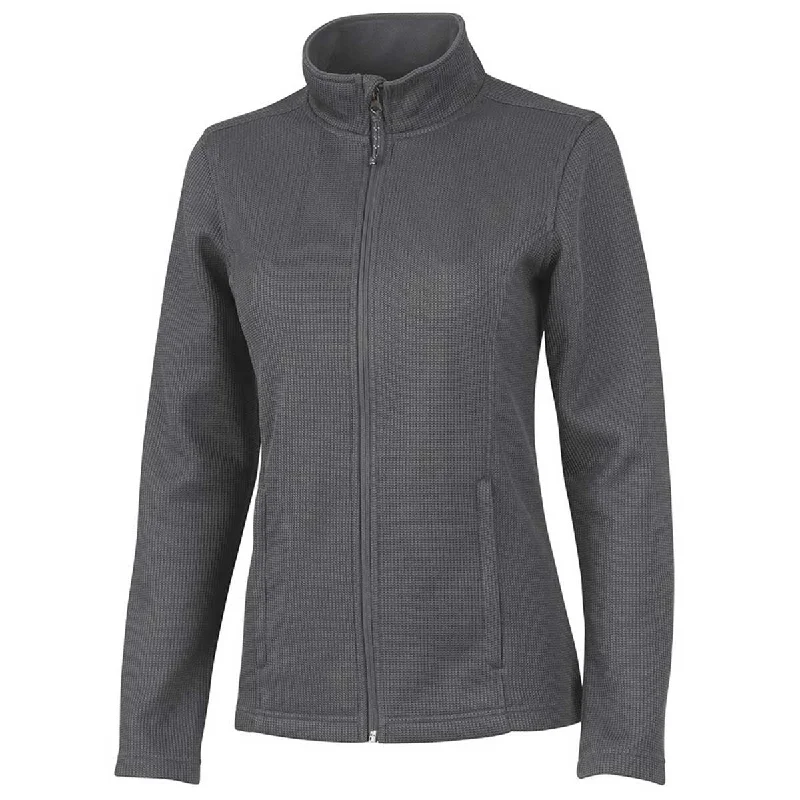 Charles River Women's Grey Heritage Rib Knit Jacket Knit Jacket Woven Jacket Fleece Jacket
