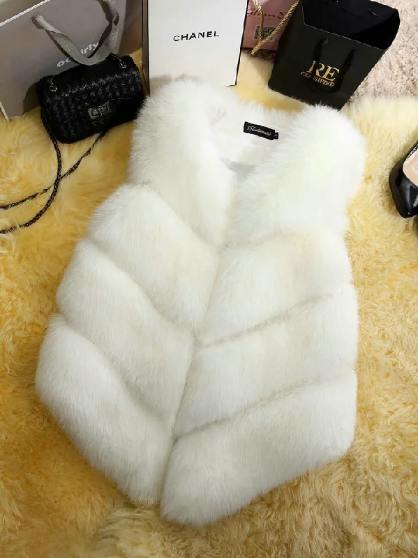 Faux Fur Sleeveless Vest Winter Thick Coats Women 2022 New Fashion Houndstooth Coat Plaid Coat Tartan Coat