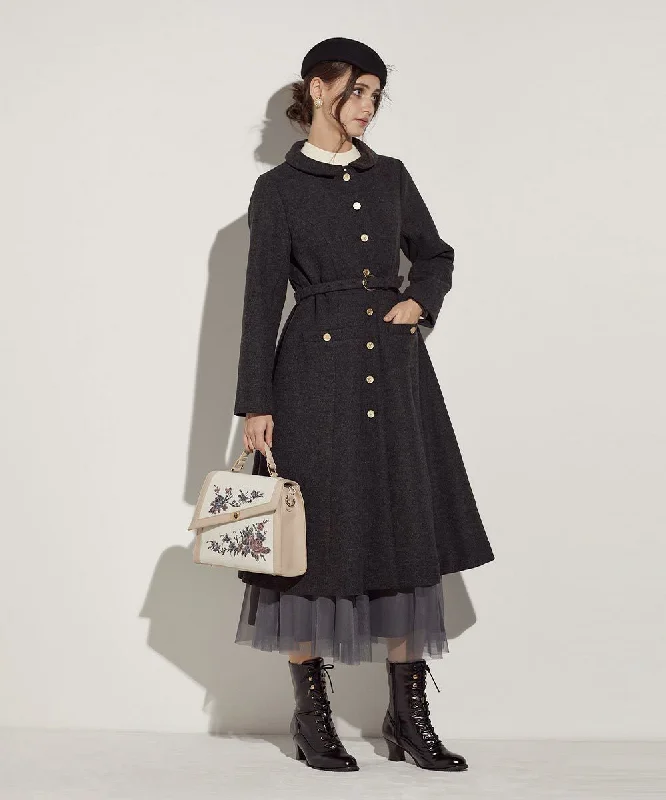 Coin Button Fitted & Flared Coat / an3 Limited [51DD03j002]. Buttoned Zippered Snapped