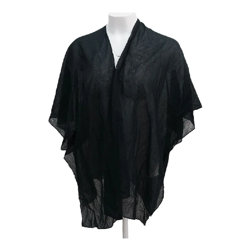 Black Solid Cardigan Sweater Terry Terry Cloth Terry Knit