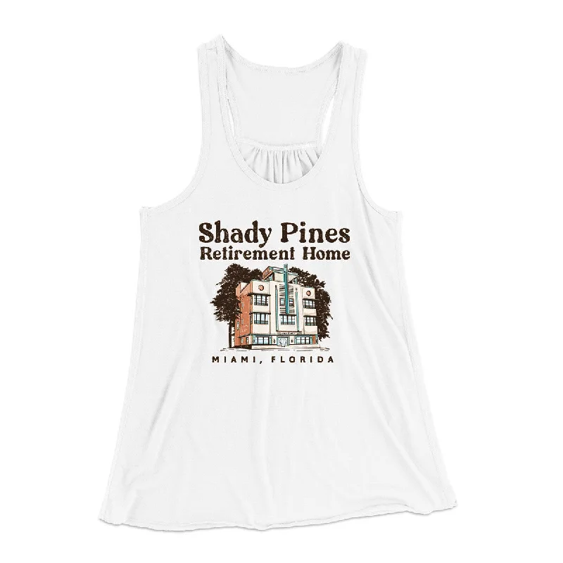 Shady Pines Retirement Home Women's Flowey Racerback Tank Top slim fit tank