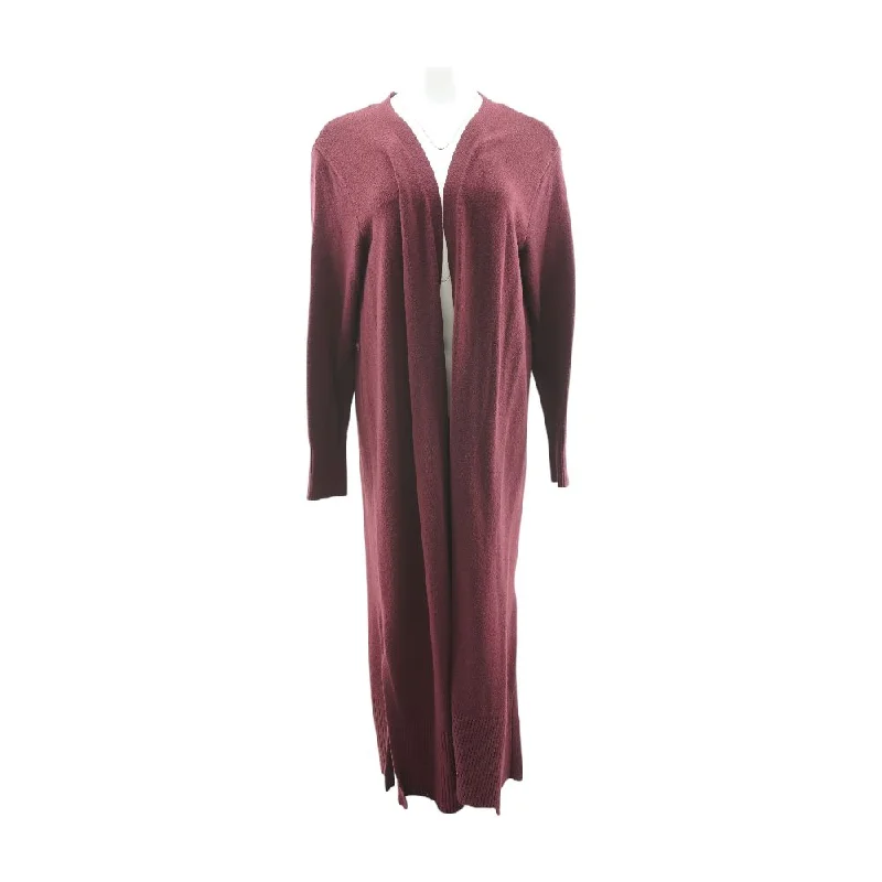 Maroon Solid Cardigan Sweater Satin Fabric Silk Fabric Chiffon Fabric