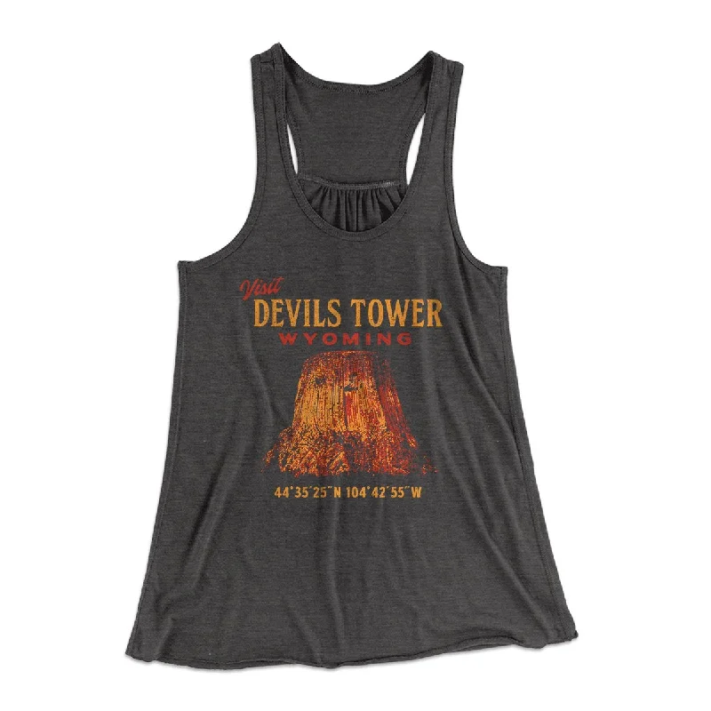 Visit Devils Tower Women's Flowey Tank Top charcoal tank top