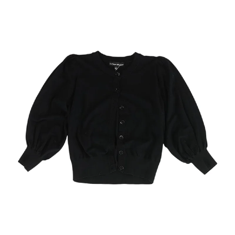 Black Solid Cardigan Sweater Welt Pockets Slit Pockets Flap Pockets
