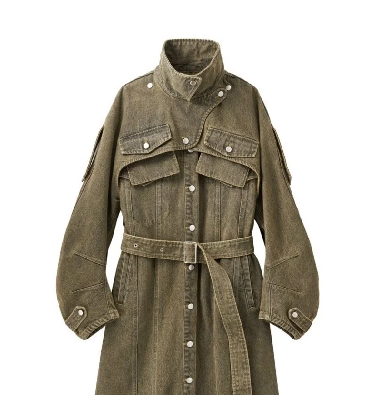 3way Denim Trench Coat/Blackyellow Kimono Robe Cloak