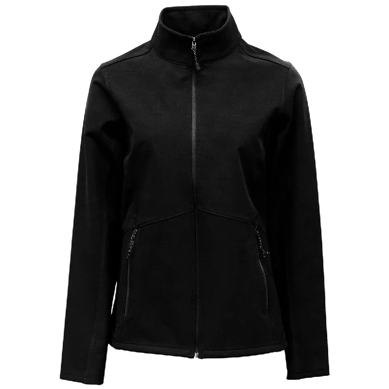 BAW Women's Black Softshell Jacket Knit Jacket Woven Jacket Fleece Jacket
