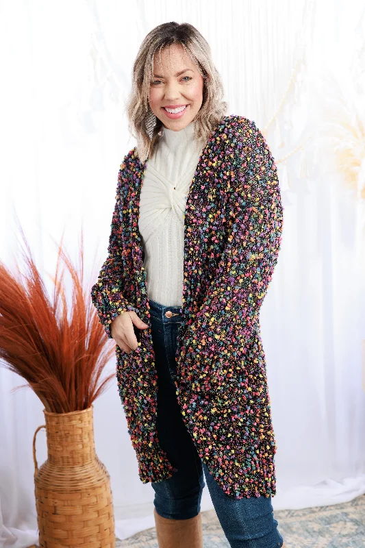Funfetti Open Face Cardigan Iron Safe Non-Iron Wrinkle Free