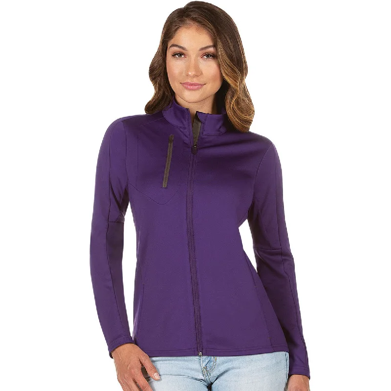 Antigua Women's Dark Purple/Carbon Generations Full Zip Up Jacket Faux Fur Jacket Real Fur Jacket Shearling Jacket