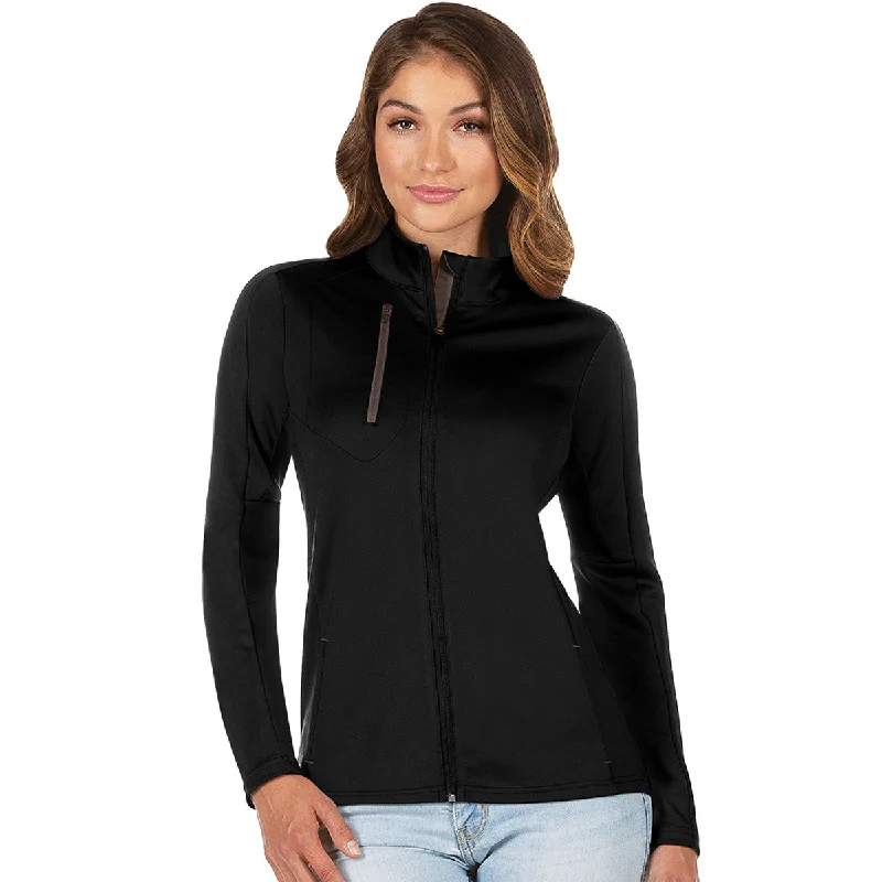 Antigua Women's Black/Carbon Generations Full Zip Up Jacket Wool Jacket Cashmere Jacket Tweed Jacket