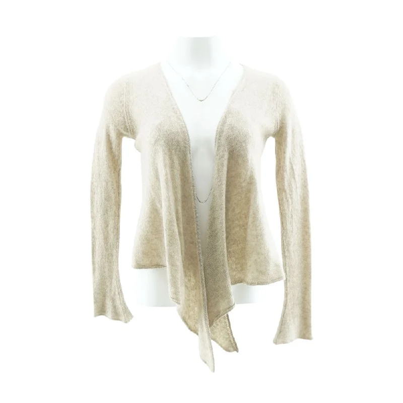 Tan Solid Cardigan Sweater Lace Blend Ribbed Blend Corduroy Blend