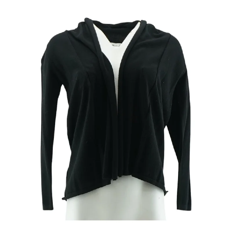 Black Solid Cardigan Sweater Iron Safe Non-Iron Wrinkle Free