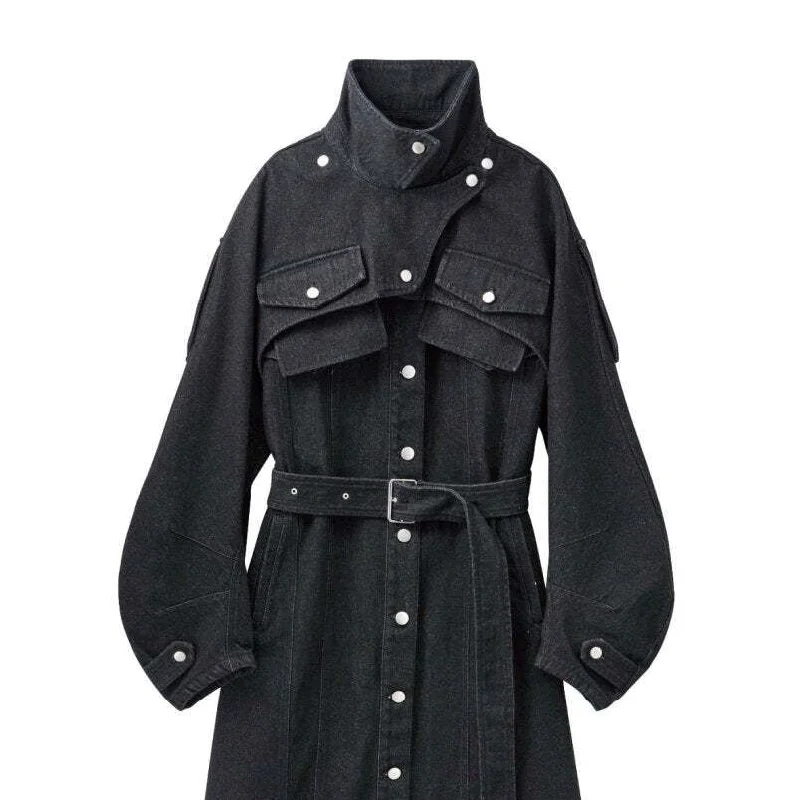 3way Denim Trench Coat/Black Vest Waistcoat Gilet
