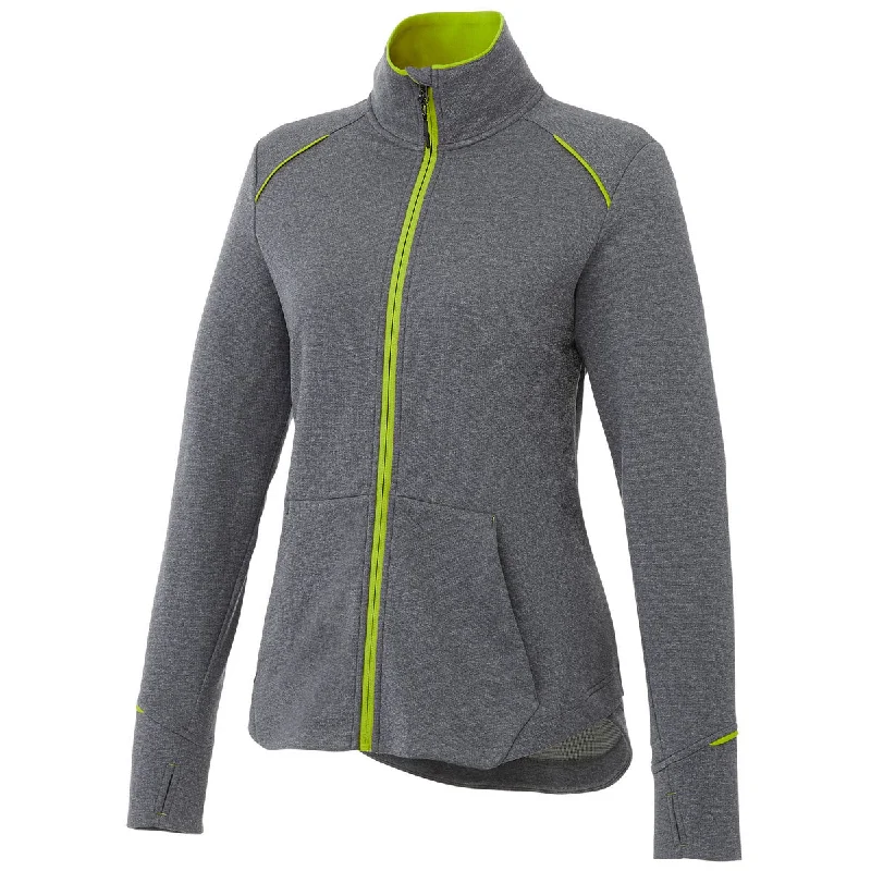 Elevate Women's Hi-Liter Green/Heather Charcoal Tamarack Full Zip Jacket Satin Jacket Silk Jacket Chiffon Jacket