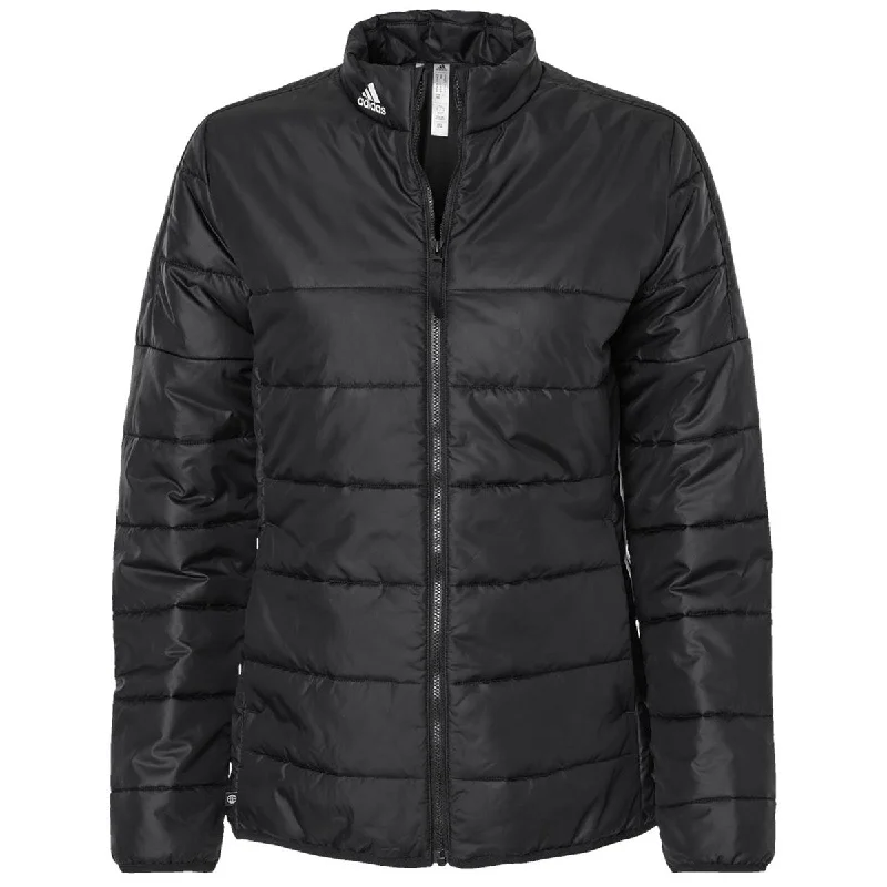 Adidas Women's Black Puffer Jacket Rayon Jacket Velvet Jacket Corduroy Jacket