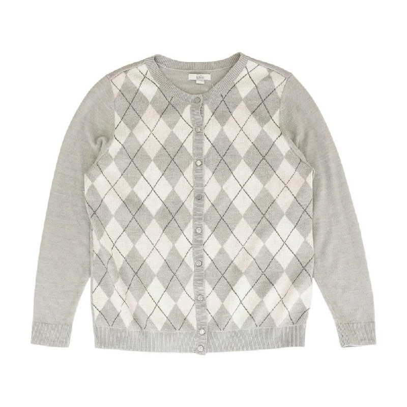 Gray Argyle Cardigan Sweater Jersey Fabric Tulle Fabric Batik Fabric