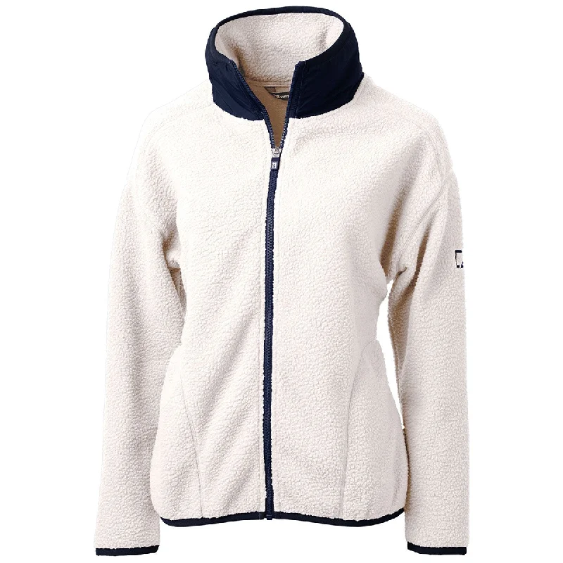 Cutter & Buck Women's Shell/Navy Blue Cascade Eco Sherpa Fleece Jacket Mesh Jacket Canvas Jacket Denim Jacket