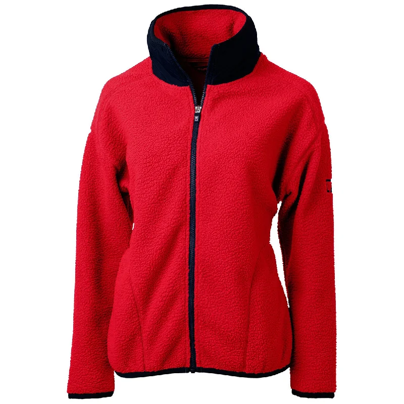 Cutter & Buck Women's Red/Navy Blue Cascade Eco Sherpa Fleece Jacket Chenille Jacket Brocade Jacket Lace Jacket