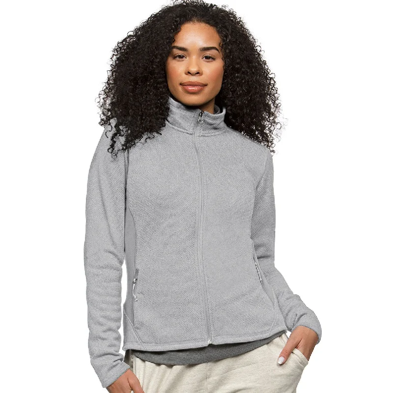 Antigua Women's Light Grey Heather Multi Course Jacket Snapped Jacket Toggled Jacket Drawstring Jacket
