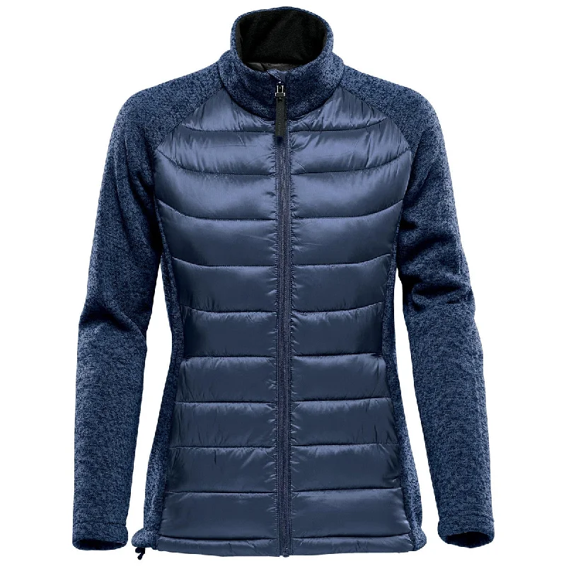 Stormtech Women's Indigo/Indigo Heather Narvik Hybrid Jacket Ribbed Jacket Pleated Jacket Ruffled Jacket