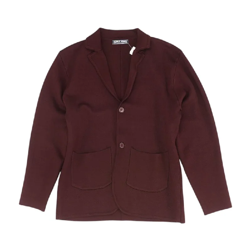 Burgundy Solid Cardigan Sweater Fleece Cardigan Nylon Polyester