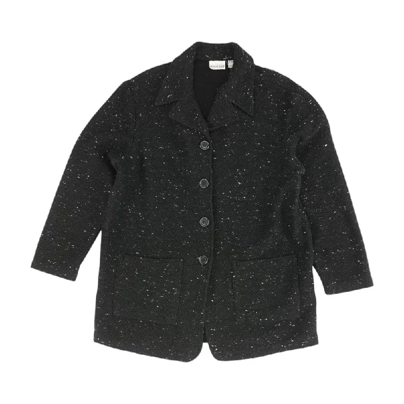 Vintage Black Solid Cardigan Sweater Fitted Loose Oversized