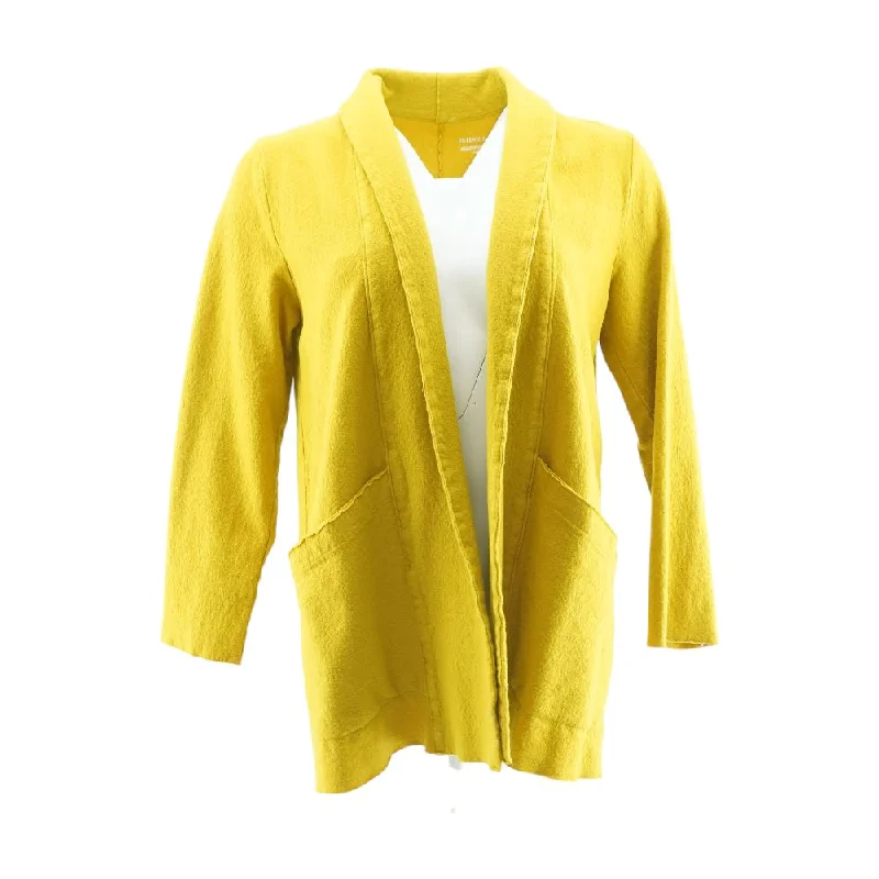Mustard Solid Cardigan Sweater Layered Multi-layer Single Layer