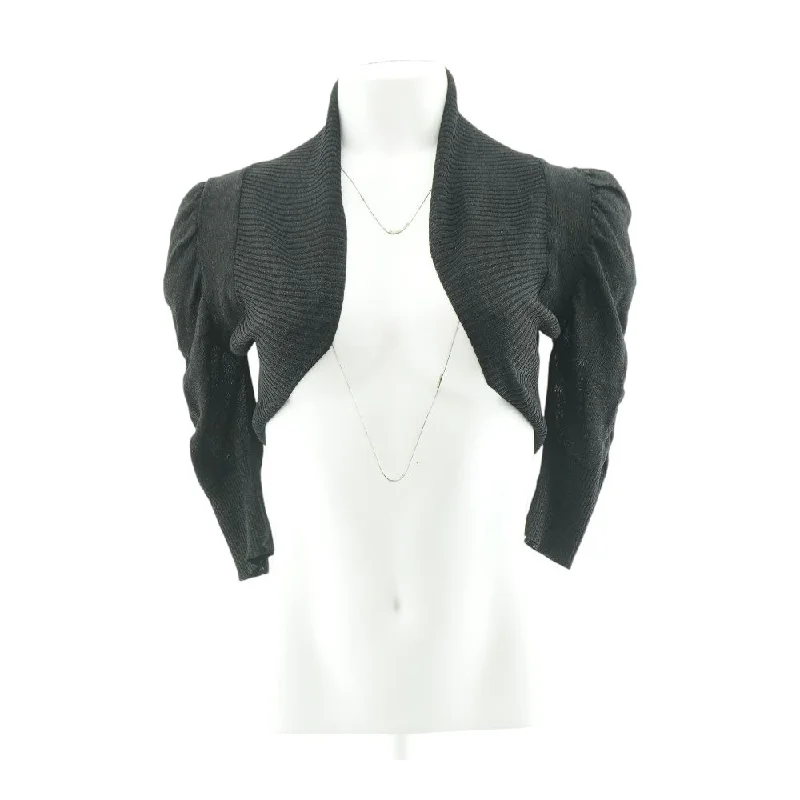 Black Solid Cardigan Sweater Fleece Fabric Down Fabric Feather Fabric