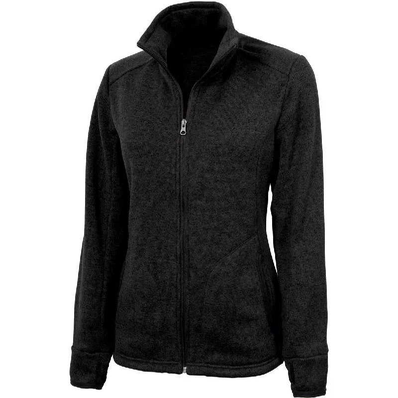 Charles River Women's Black Heather Heathered Fleece Jacket Chenille Jacket Brocade Jacket Lace Jacket