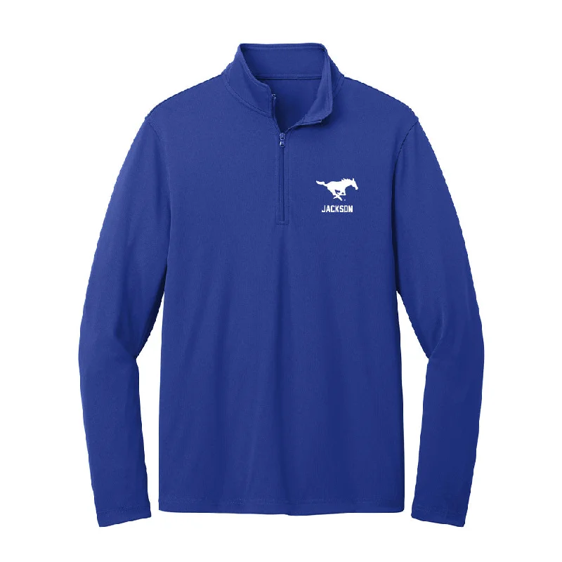 SMU - NCAA Women's Track & Field : Maykayla Jackson - Lightweight Quarter Zip Jacket Plaid Jacket Tartan Jacket Houndstooth Jacket