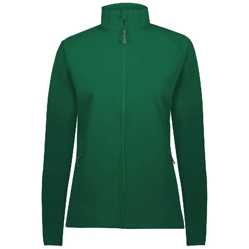 Holloway Women's Dark Green Featherlight Soft Shell Jacket Welt Pockets Slit Pockets Flap Pockets