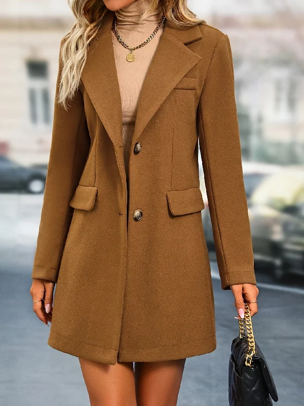 Women's Long Sleeve Solid Single Breasted Fall Winter Coat Rayon Velvet Corduroy