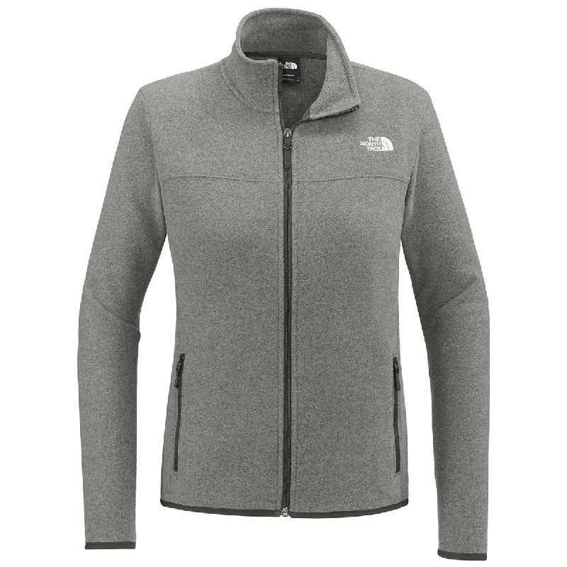 The North Face Women's TNF Medium Grey Heather Glacier Full-Zip Fleece Jacket Embroidered Jacket Appliqued Jacket Beaded Jacket