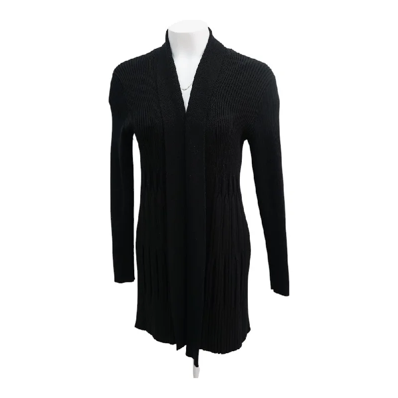 Black Solid Cardigan Sweater Beaded Cardigan Sequined Faux Fur