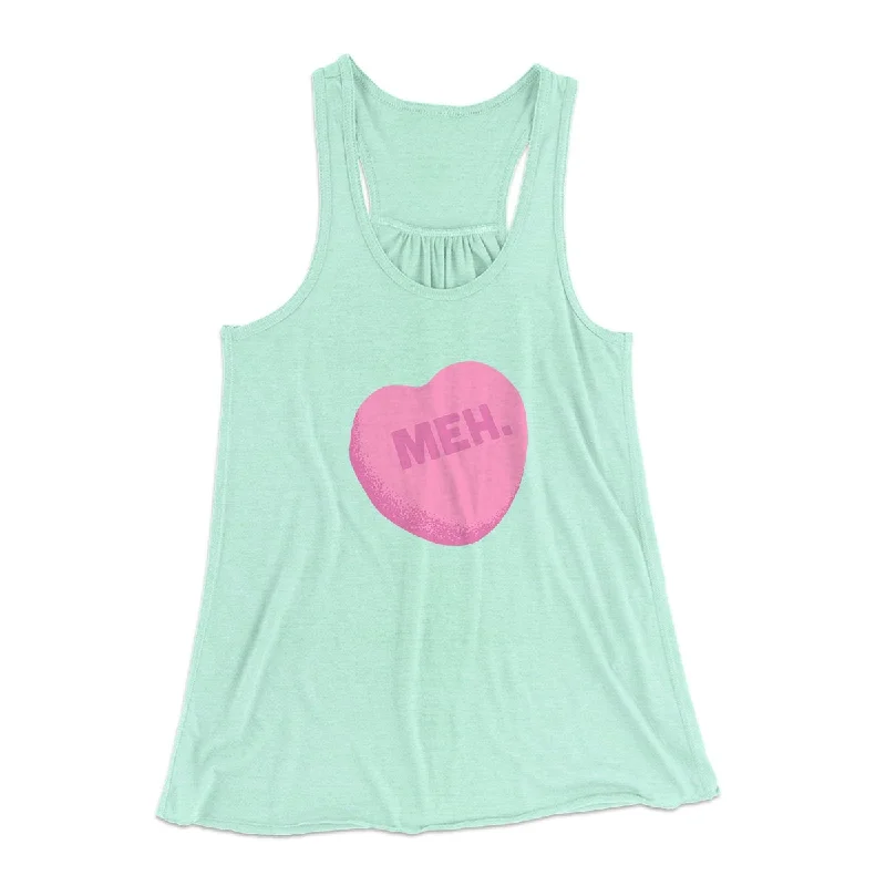 Meh. Candy Heart Funny Women's Flowey Tank Top cropped tank top