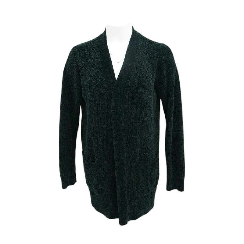 Green Solid Cardigan Sweater Neon metallic Matte
