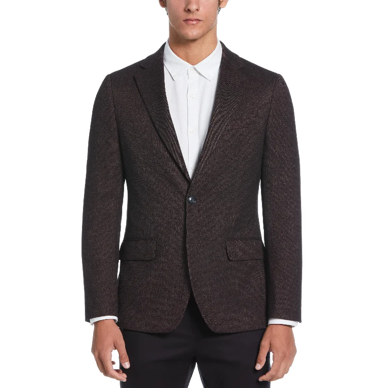 Slim Fit Textured Sport Coat Cotton Linen Terry