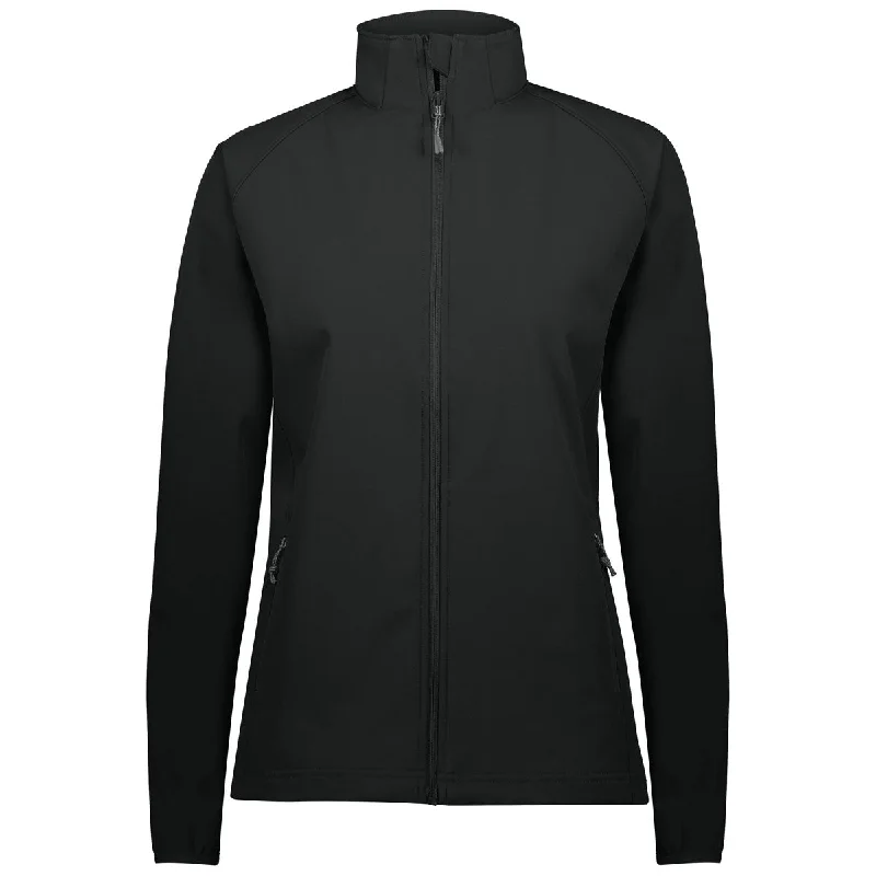 Holloway Women's Black Featherlight Soft Shell Jacket Zippered Jacket Buttoned Jacket Snapped Jacket