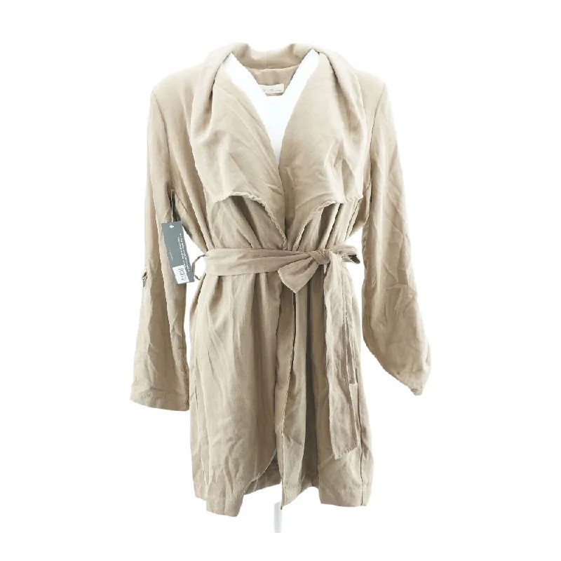 Tan Solid Cardigan Sweater Bright Pastel Dark