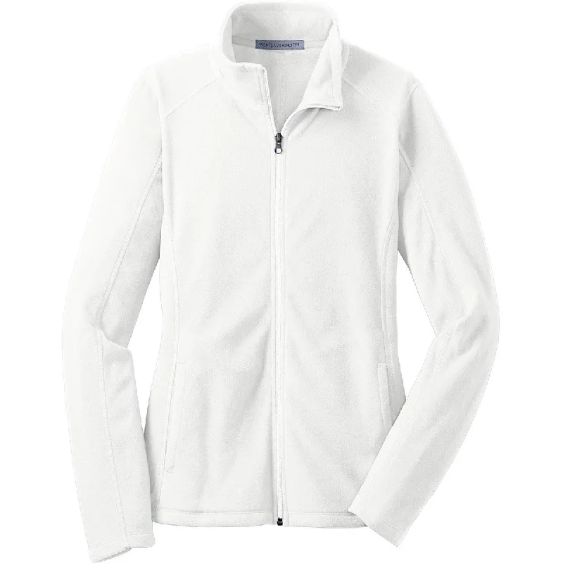 Port Authority Women's White Microfleece Jacket Boat Neck Shawl Collar Notched Collar Port Authority Women's White Microfleece Jacket Boat Neck Shawl Collar Notched Collar