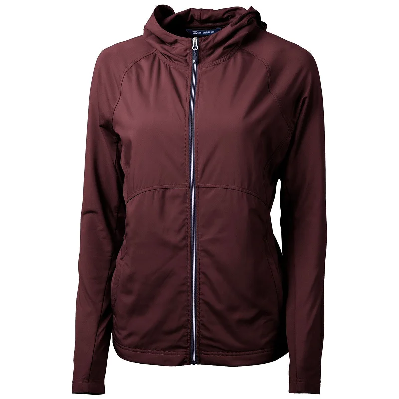 Cutter & Buck Women's Bordeaux Adapt Eco Knit Hybrid Recycled Full Zip Jacket Notch Collar Peter Pan Collar Cowl Neck