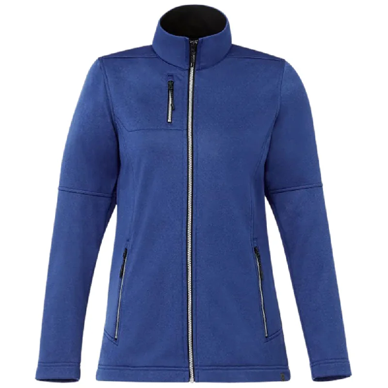 Elevate Women's Metro Blue Heather Joris Eco Softshell Jacket Faux Fur Fabric Real Fur Fabric Shearling Fabric